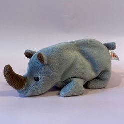 1996 Ty Beanie Baby Spike the Grey Rhino Excellent Condition with Tush Tag 8"