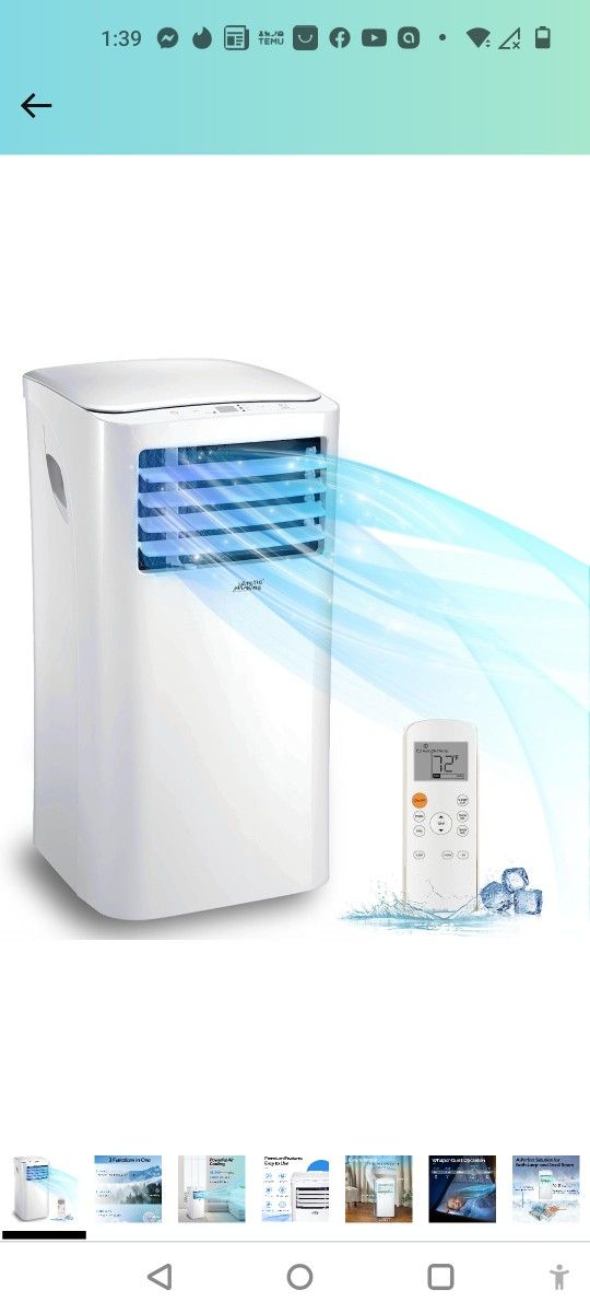 Arctic King 10,000 BTU Portable Air Conditioner, Cools up to 450 Sq.Ft, with Built in Dehumidifier/Fan Function, 24H Timer, Remote Control, for House,