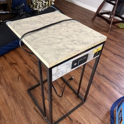Side Table With Outlets And USB Plugs