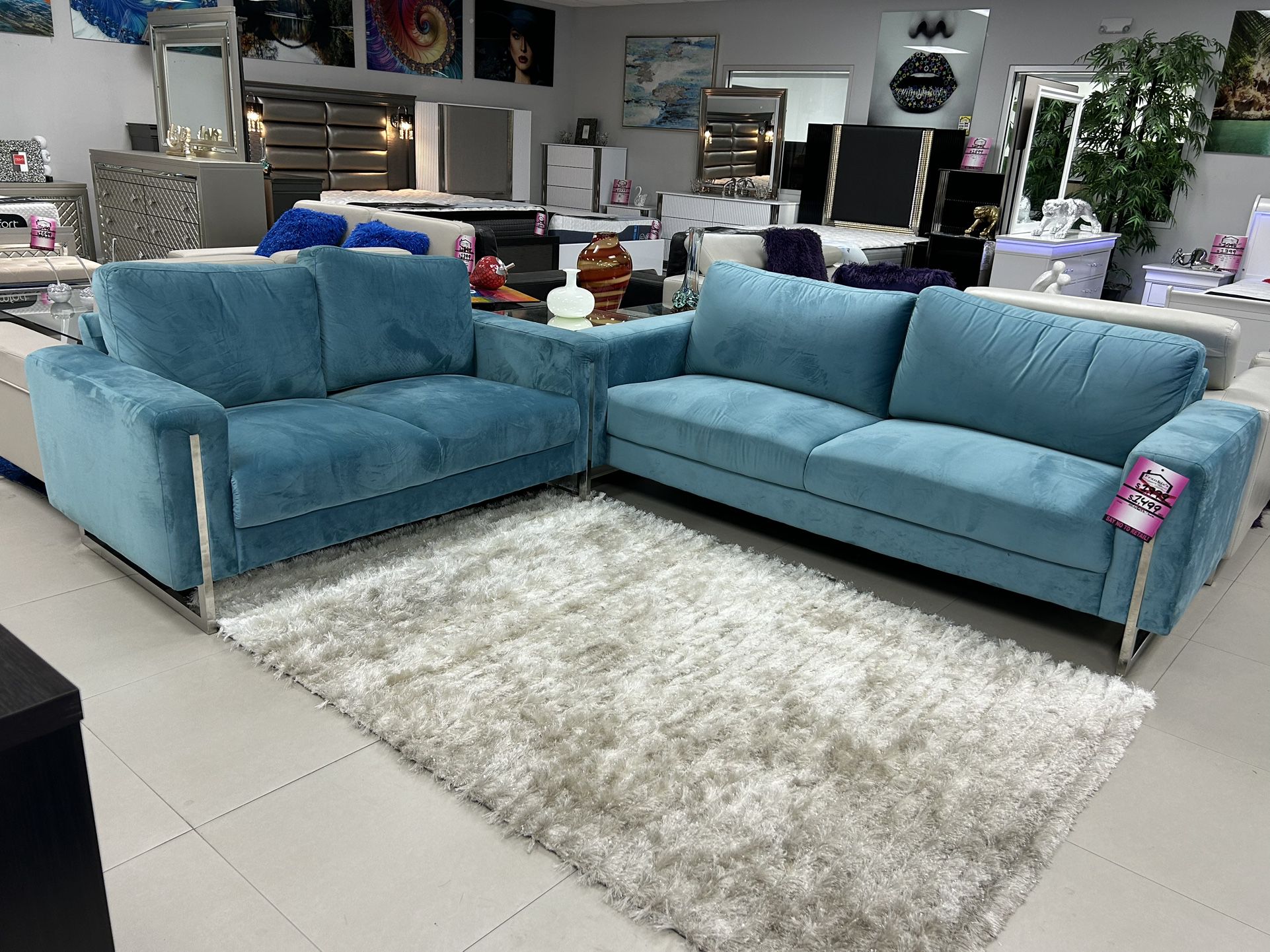 MODERN STATIONARY SOFA & LOVESEAT LIVING ROOM SET LIMITED STOCK OFFER ENDS 05/10 STORE CLOSING !!!!