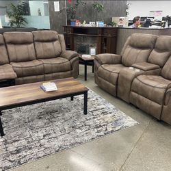 2pc Sofa + Loveseat With Reclining Seats
