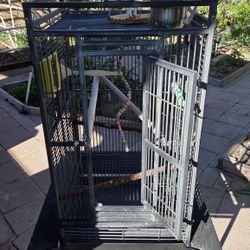 Large Bird Cage With Toys And Perches 