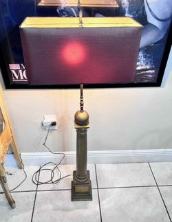 Antique Brass Floor Lamp Rectangular Shade 48”H