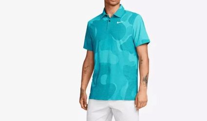 NEW Nike Dri-Fit ADV Tour Camo DR5312-381 Teal Polo Golf Shirt Men's LARGE
