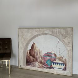 Very Big Textured Hand Painted Art, Gold Frame