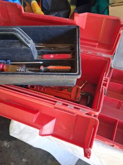 Tool box with hand tools and  small storage tray.  Free