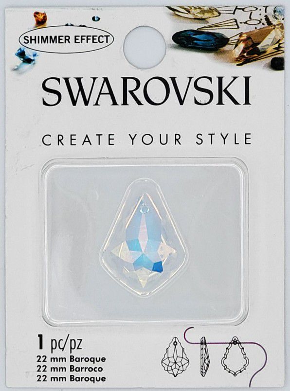 Swarovski Crystal Clear AB Baroque 6090 Pendant Drop 22mm