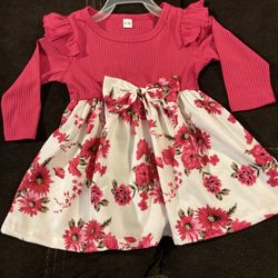 Little Girls Pink Dress Size 6 Months, New 