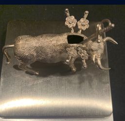 Sterling Silver Bull Toothpick Holder