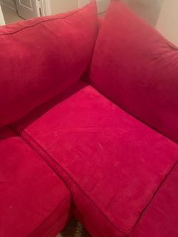 Red Sectional and chair with ottoman