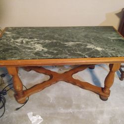 Vintage Green Marble Top Coffee Table 