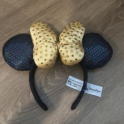 Disneyland Minnie mouse anniversary gold yellow bow ears