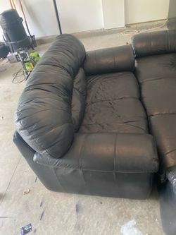 Black Leather Sofa Set