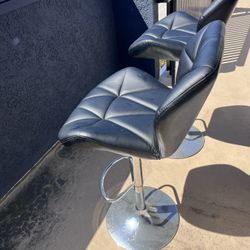 Black Faux Leather Bar Stools 
