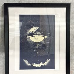 Moon Climbing” Framed Wall Art – Surreal Romantic Design