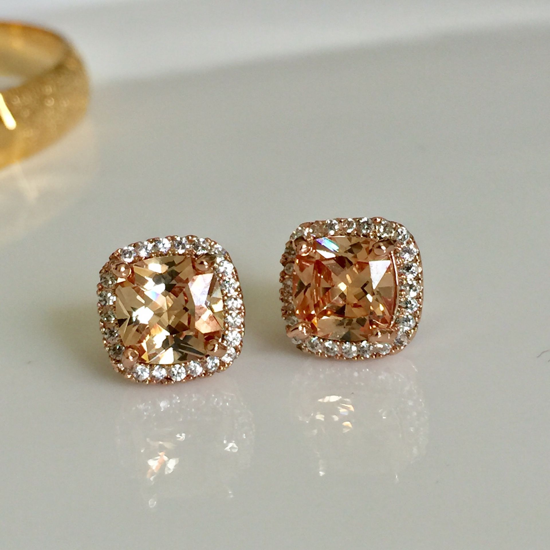 18k gold plated champagne studs earrings