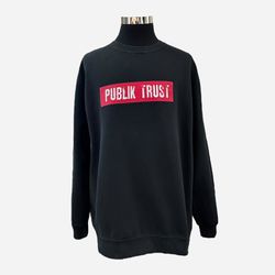 Publik Trust Black Red Crewneck Pullover Long Sleeve Sweatshirt Sz XXL