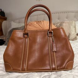 Classic COACH Legacy Brown Leather Tote Hand Bag Cognac Brown No G3Q-7536