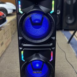 Dual 10" Portable Party Speaker with LED Lights & Disco Lights