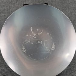 Beautiful Antique 1930's Art-Deco Kensington Brushed Aluminum Leaping Reindeer 10" Round Plate