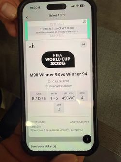 Match 98 FIFA World Cup Ticket