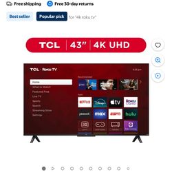TCL 43” Class S4 (43S451) 4K UHD HDR Smart TV with Roku TV