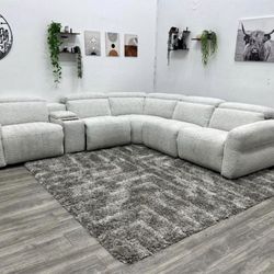 White Sectional Couch Power Recliner - Free Delivery 