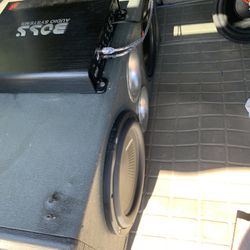 2 10” PB Subwoofers 1 12” Polk Audio Subwoofer With 1400 Watt Boss Amp And In closed Box 