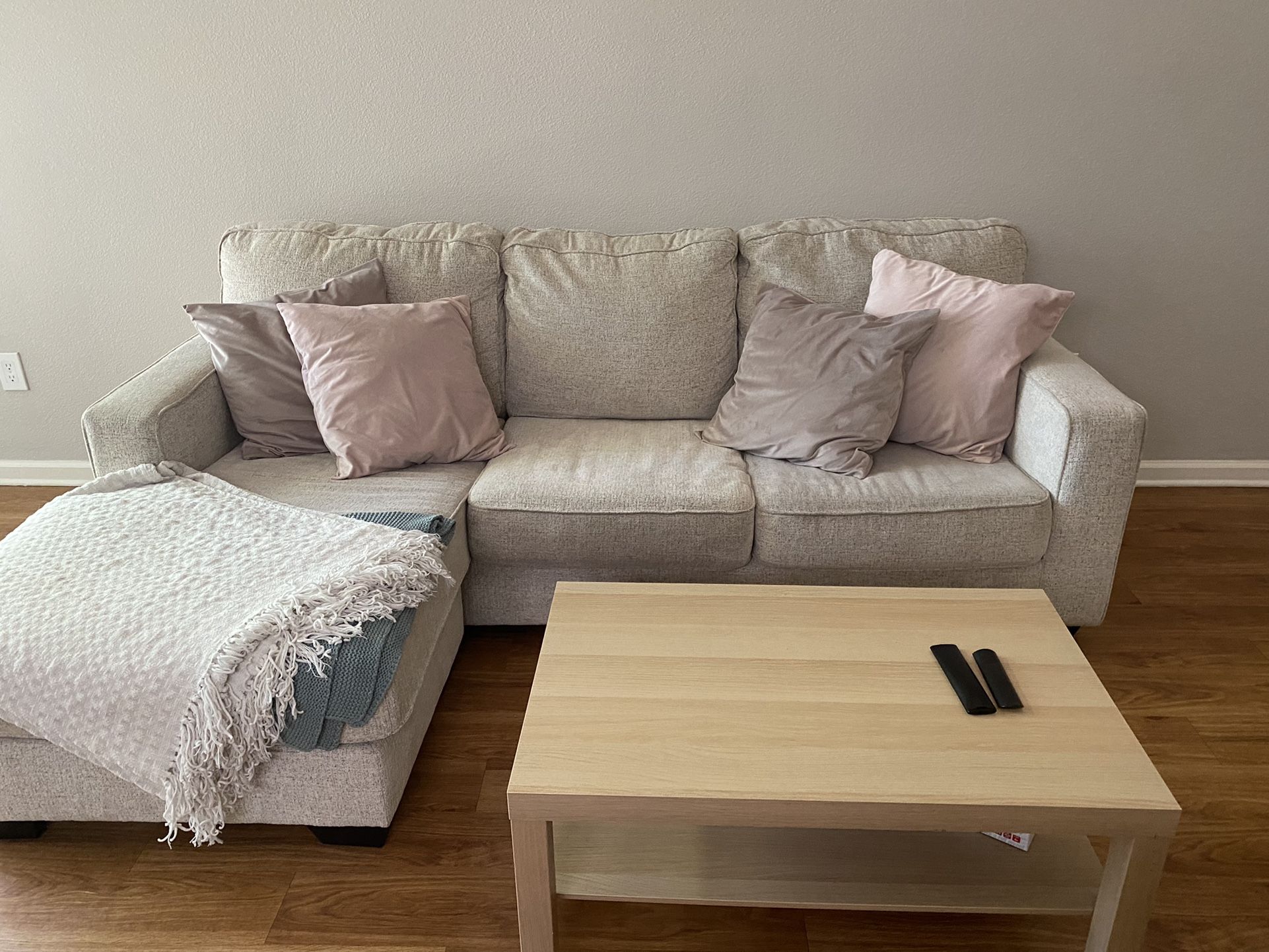 Living Spaces Sofa with Chaise For Sale!
