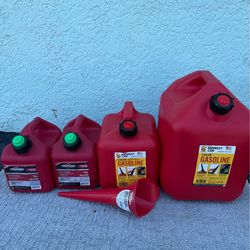 Gasoline Fuel Cans Set – Multiple Sizes (1, 2 & 5 Gallon) + Funnel