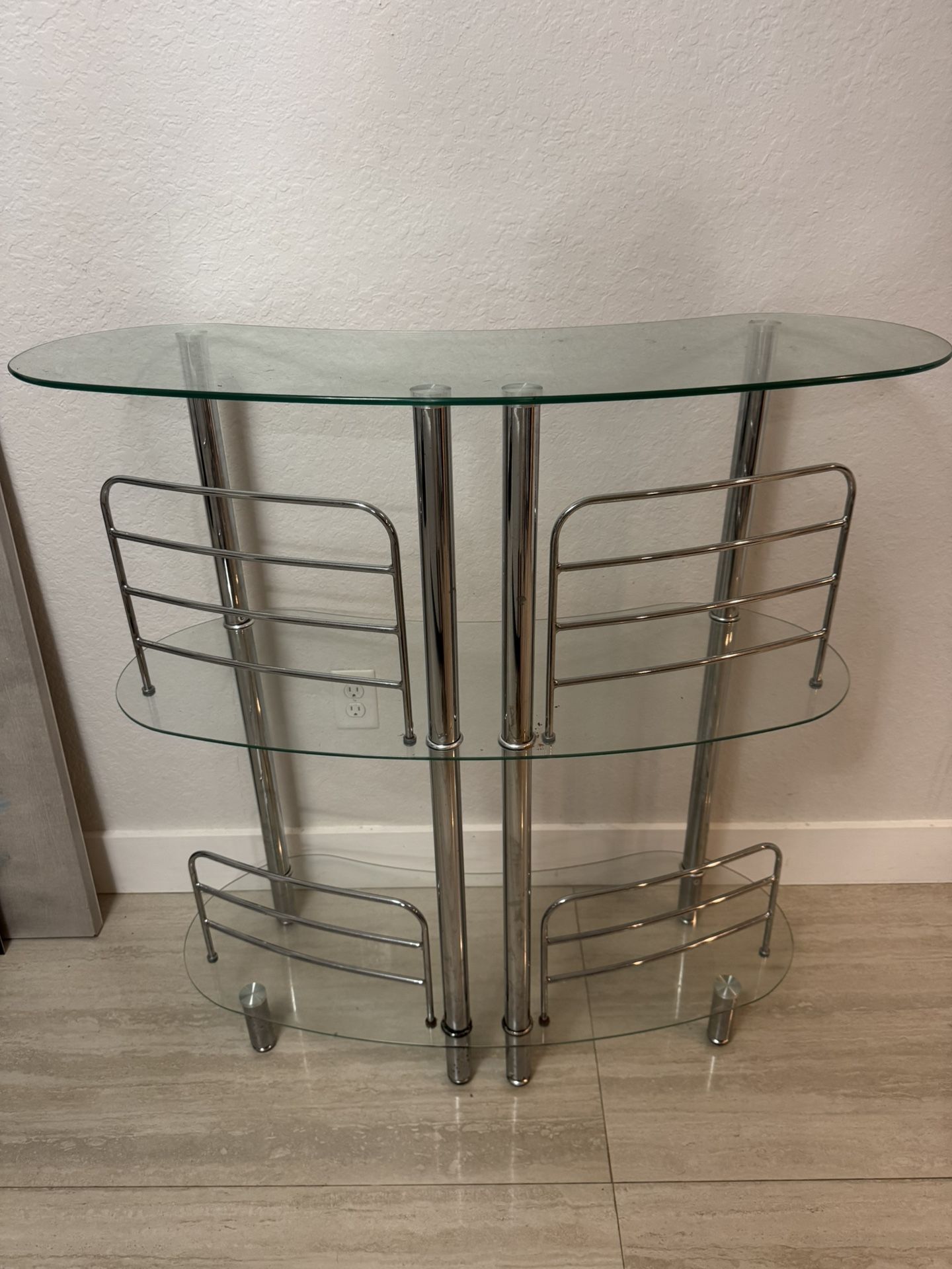 Glass And Chrome Console Table