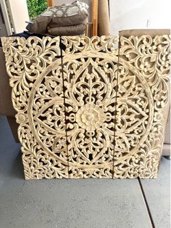 Wooden ornamental 3-piece art 48”x48”