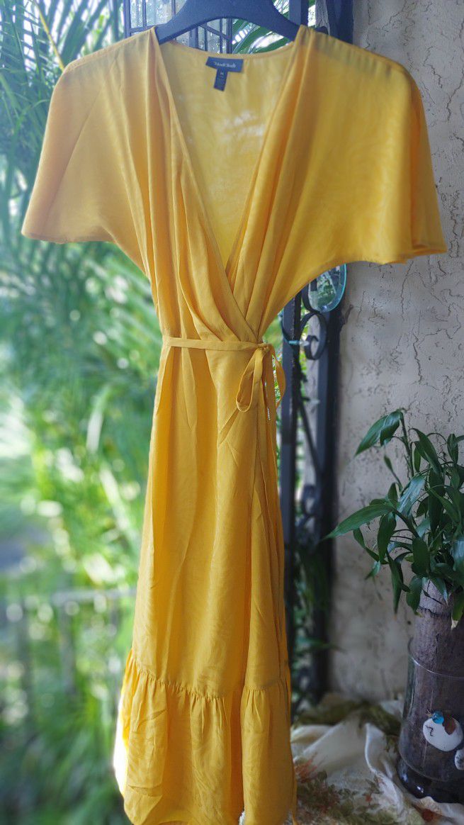 Golden Yellow Wrap Dress