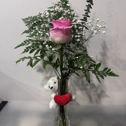 Individual Rose With Bear 