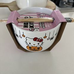 Hello Kitty Halloween Bowl With Chopsticks 