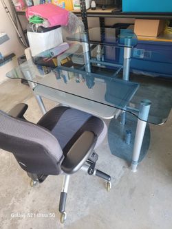 Mesa De Cristal para Oficina Con Silla Incluida 