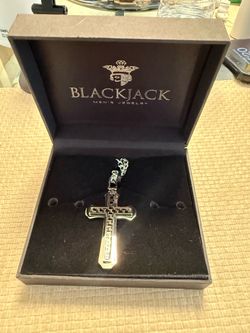 NEW Blackjack Men’s Stainless Steel Cross Cuban Chain Necklace BJP69