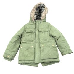 Carters Coat Boys 4 Adventure Parka Faux Fur Sherpa Military Green Lined Hooded