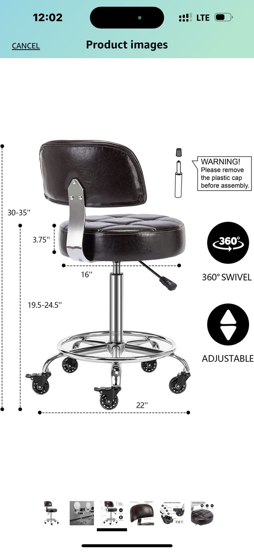 CoVibrant Lockable Stool with Back and Foot Rest Ergonomic Rolling Hydraulic Adjustable Stool for Doctor Esthetician Artist Home Small Office Desk