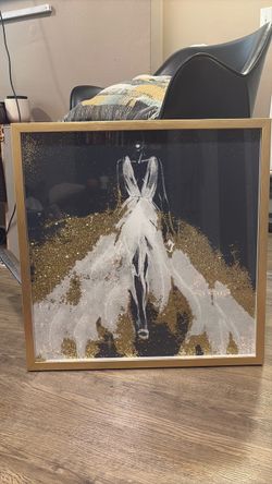 Framed Fashion Figure Wall Art with Gold Glitter