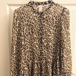 H&M Leopard Print Dress -Long Sleeve Flowy Dress
