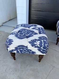 Tufted Ikat Upholstered Ottoman/Bench