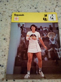Vintage 1978 sportscaster squash/ the whirling dervish technique/ Olympic collector card # 45-07