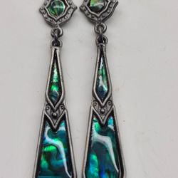 VICTORIAN RARE OCEAN BLUE ABALONE DROPS. 
