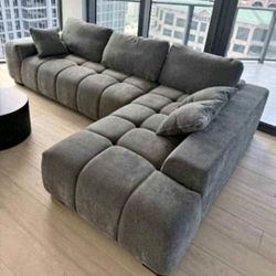 Sectional Sofa Grey New Linen 