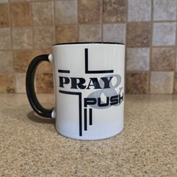 11oz Praying Push Black And White Coffee Mug