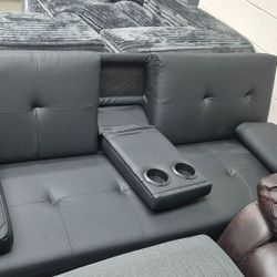 BRAND NEW SOFA BED FUTON COUCH WITH CUP HOLDERS