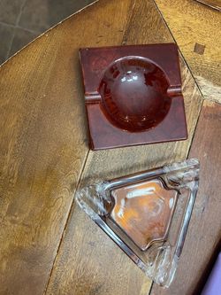 Clear Glass Triangular Ashtray / Square Marble Heavy Ashtray