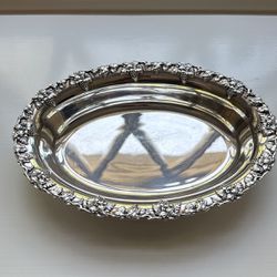 Silver Plate Bowl With Grape Decoration
