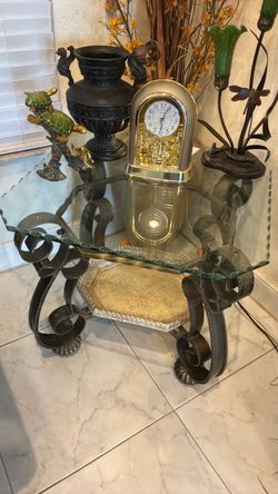 Wrought Iron and Glass End Table x2